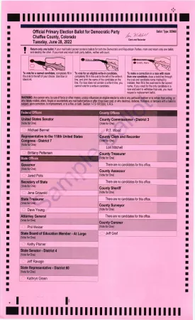 2022 Chaffee County Primary - Sample Ballot, Page 3